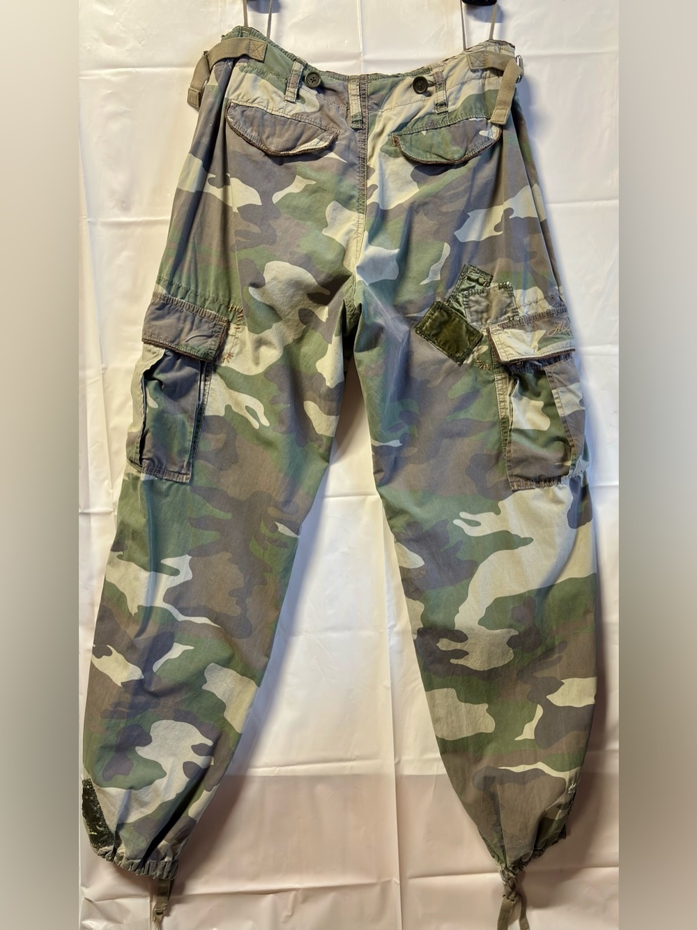 Vintage Y2K Abercrombie Camo Paratroopers Stitching Velvet Patchwork SZ 4 Unisex - Picture 13 of 14